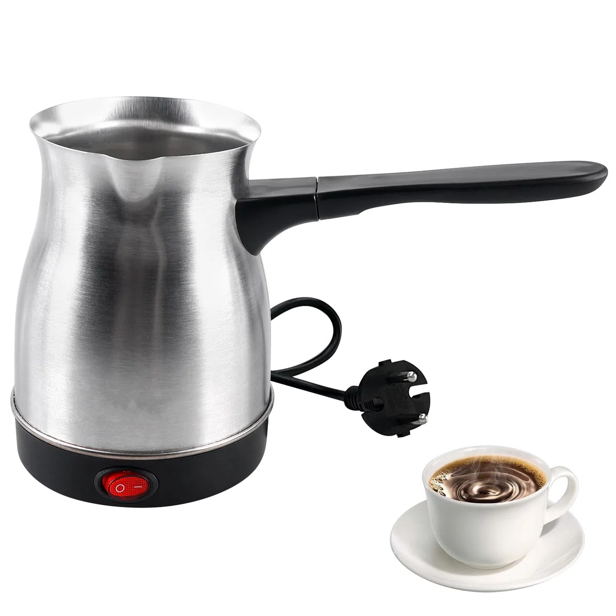 Vegena Caffettiera Elettrica Turca,800 Ml 800W Caffettiera Turca Elettrica In Acciaio Inossidabile,Caffettiera Turca Con Acciaio inossidabile Per Casa,Ufficio,Campeggio,Acciaio Inossidabile