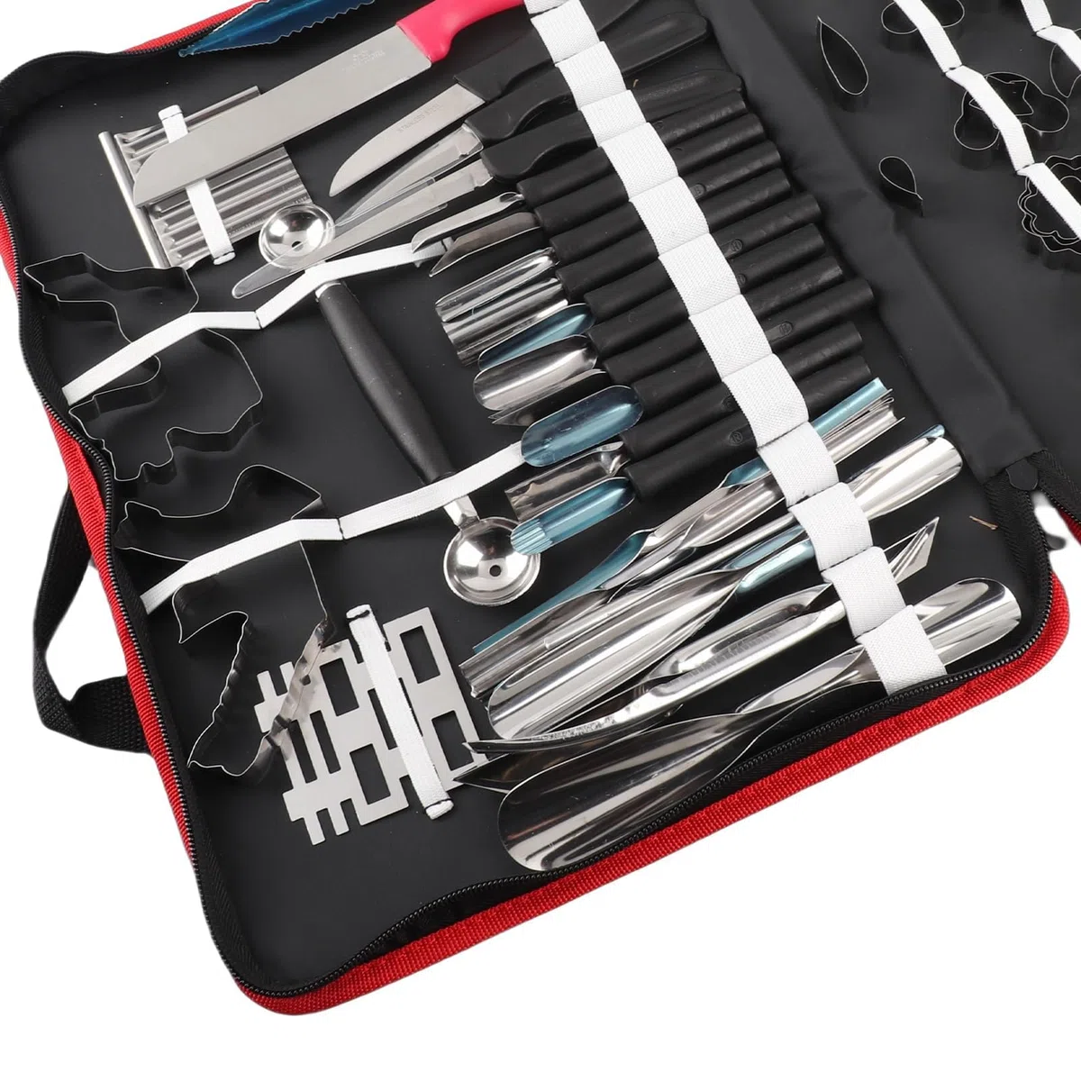 80pezzi Set di Strumenti per Intaglio Culinario, Kit di Coltelli da Intaglio per Guarnire/Tagliare/Sbucciatura Utensili, con Sacchetto di Stoccaggio, per Guarnizioni per Frutta e