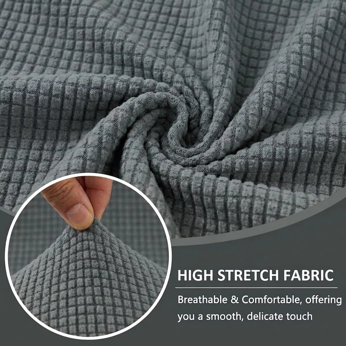 Mateju Copridivano Senza Braccioli Elasticizzato, Jacquard Pigro Copridivano Fodera per Sedia 1 Posti | Antiscivolo Sofa Protettore per Soggiorno Sedia Hotel Salotto -Grigio Scuro