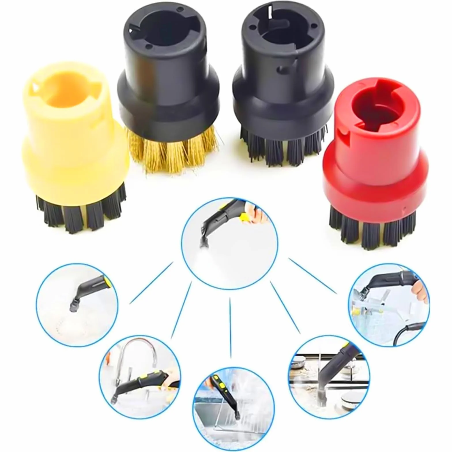 9 pezzi per accessori Kärcher pulitore a vapore SC1 SC2 SC3 SC4 SC5, spazzola rotonda, spazzola piatta, ugello curvo, spazzola a vapore manuale, rivestimento per panno di pulizia per pulitore a vapore