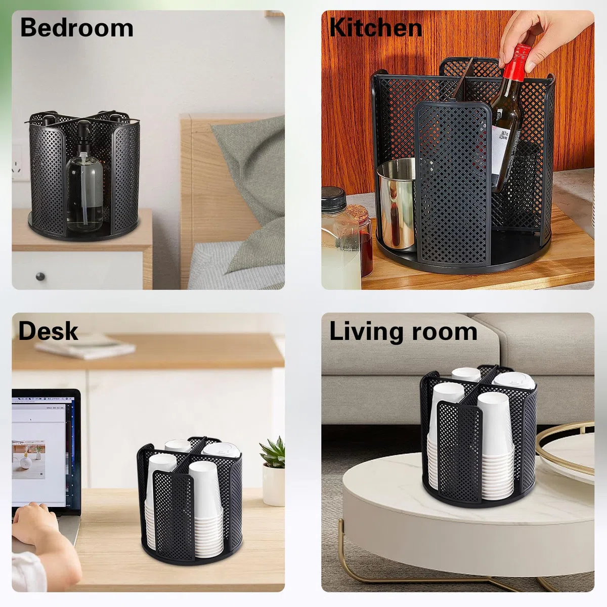 Porta Bicchieri Di Plastica, Portabicchieri Girevole a 360, Dispenser Bicchieri Di Plastica Con 4 Scomparti, Portabicchieri Dispenser per Caffè Negozio Casa Ufficio Buffet