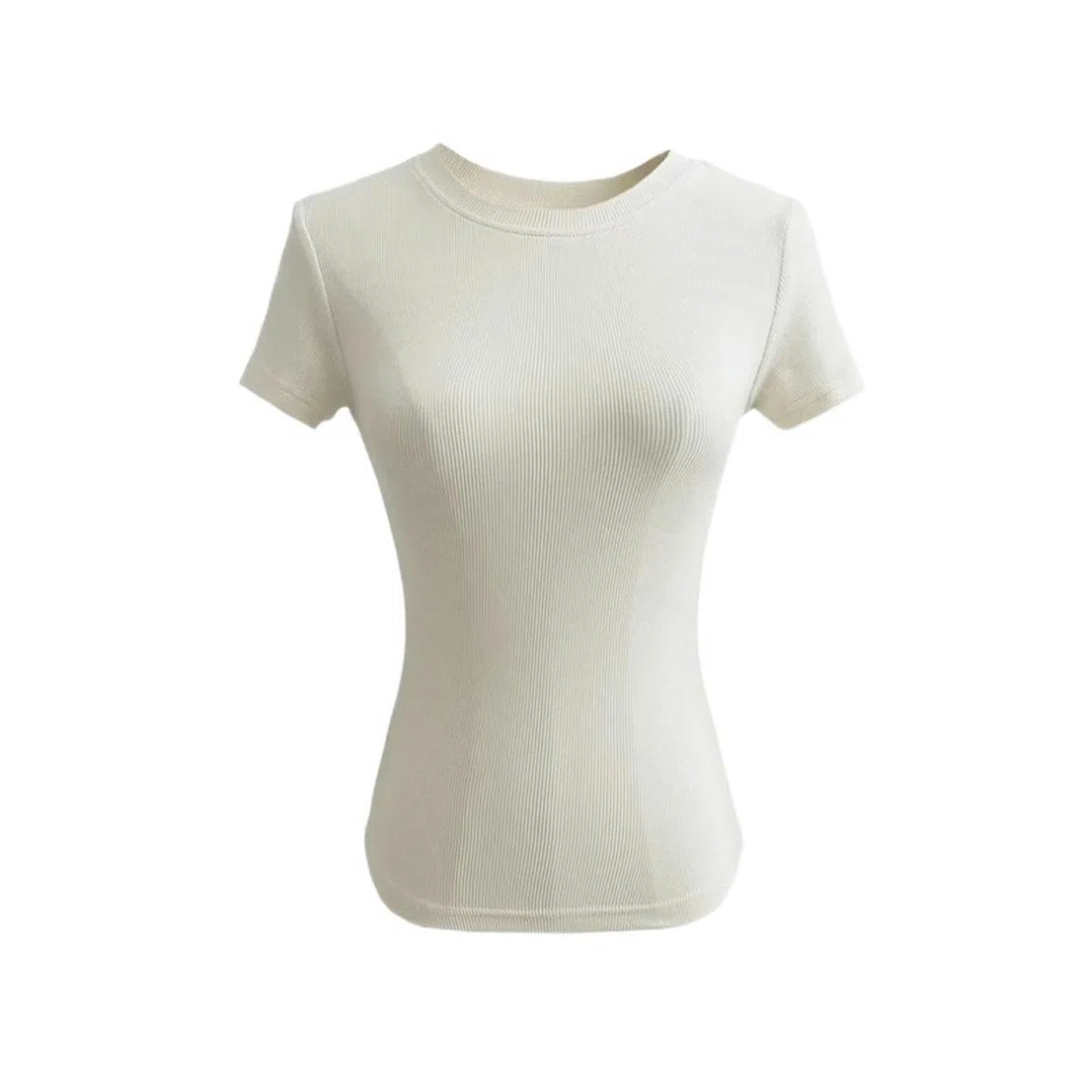 T-Shirt a Maniche Corte Attillata con Scollo Tondo Europeo e Americano da Donna, Top Corto Esterno Elasticizzato Versatile di Base