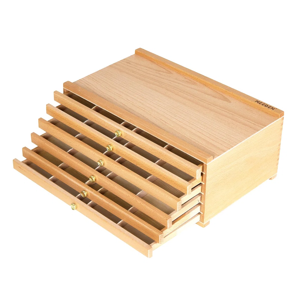 MEEDEN - Scatola portaoggetti per artisti, con 6 cassetti, portatile, pieghevole, multifunzione, in legno di faggio, con scomparti e cassetti per pastelli, matite, pennelli, timbri