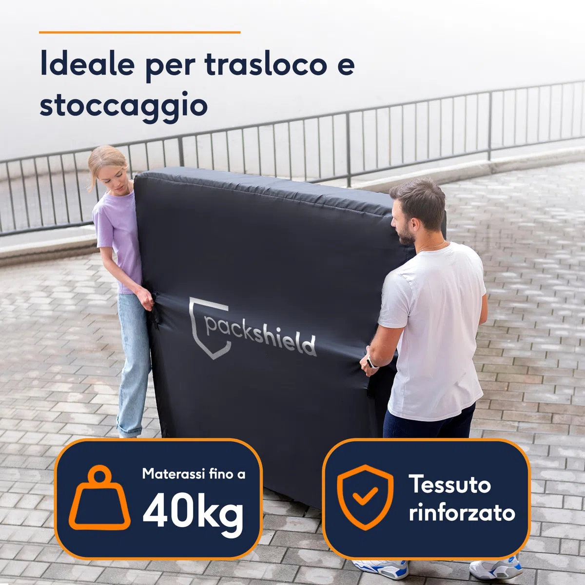 Custodia Protettiva per Materasso Singolo 90x200cm – Sacco Impermeabile in Tessuto Oxford – 4 Maniglie – Trasloco, Stoccaggio o Trasporto – Spessore 30cm