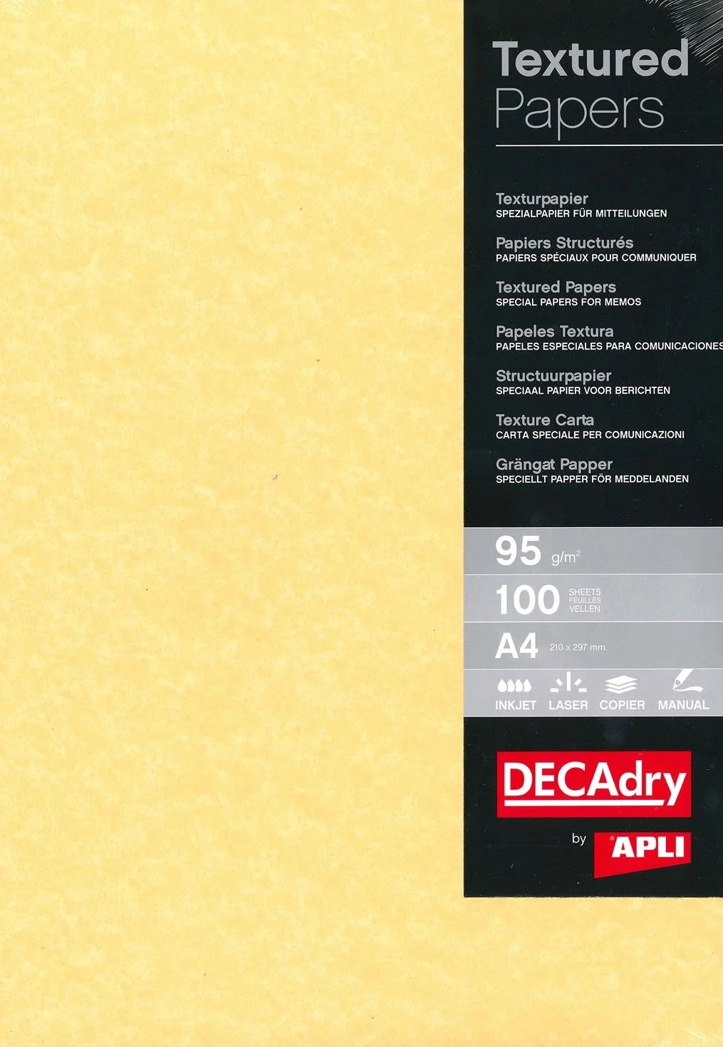 Decadry PCl1600 Carta Pergamenata, A4, Oro, 95 G/Mq, Confezione da 100