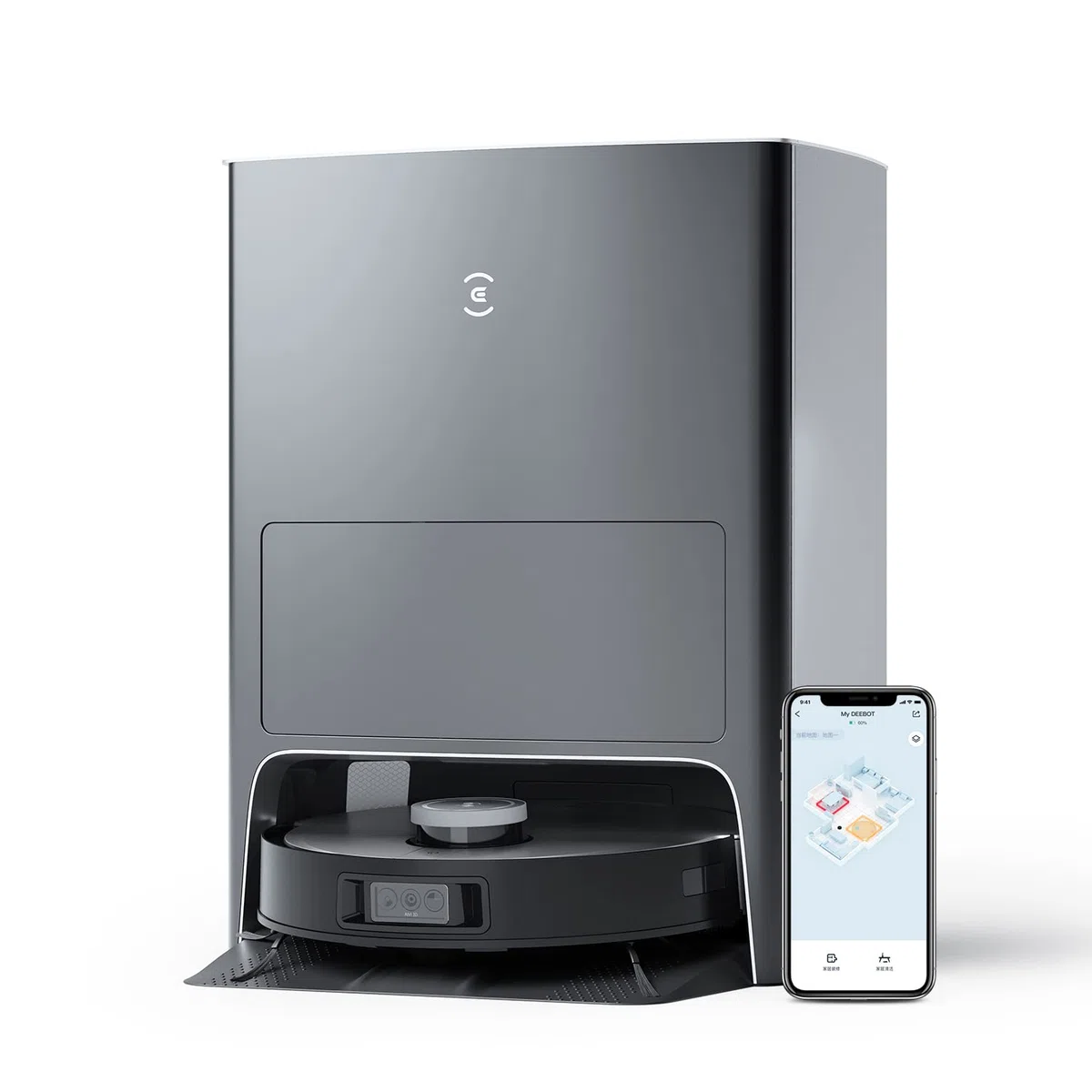 ECOVACS DEEBOT X1 OMNI, Robot Aspirapolvere con Funzione Lavaggio, Stazione di Pulizia Multifunzionale, Autopulizia Automatica, 5000pa, Rilevamento Ostacoli 3D, Batteria 260min, Assistente Vocale Yiko