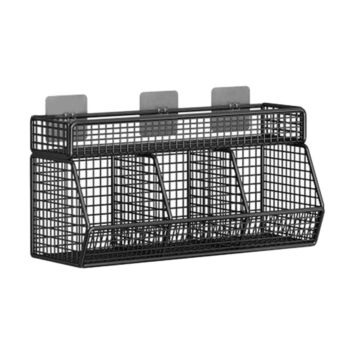 perfk Cestino Portafrutta Da Appendere Alla Parete, Organizer Da Parete, Robusto Supporto in Filo Metallico per Conservare Verdure Frutta Snack, Per Cucina/Dispensa/Bagno, 3 griglie