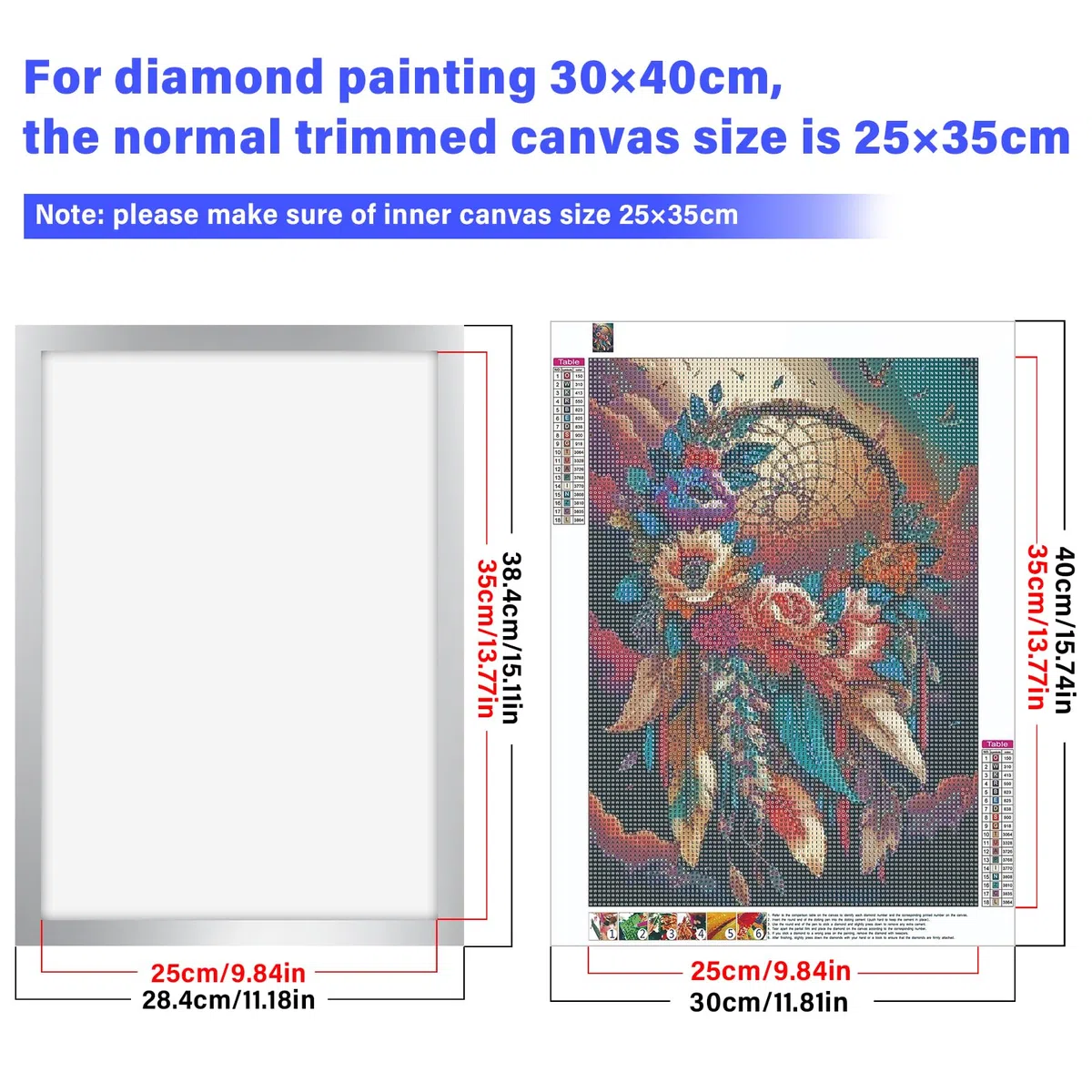 Cornice magnetica autoadesiva per pittura a diamante, 30 x 40 cm, dimensioni interne 25 x 35 cm, per decorazione da parete