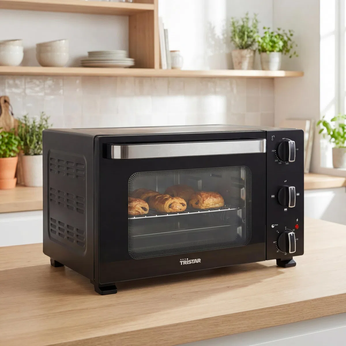 Tristar Forno Mini 20 L, 1300 W, Calore Superiore e Inferiore, Termostato Regolabile, Timer 60 Minuti, Porta Doppio Vetro, Teglia e Griglia, OV-3650