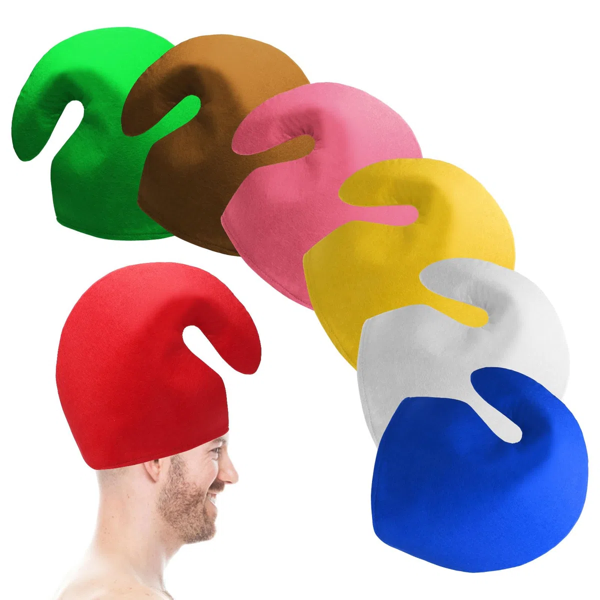 HENGBIRD 7 pezzi cappello da nano, novità, cappello da puffo, cappelli da nano, cappello da nano a punta, cappello da elfo, cappello da elfo, cappello divertente, perfetto per feste in costume