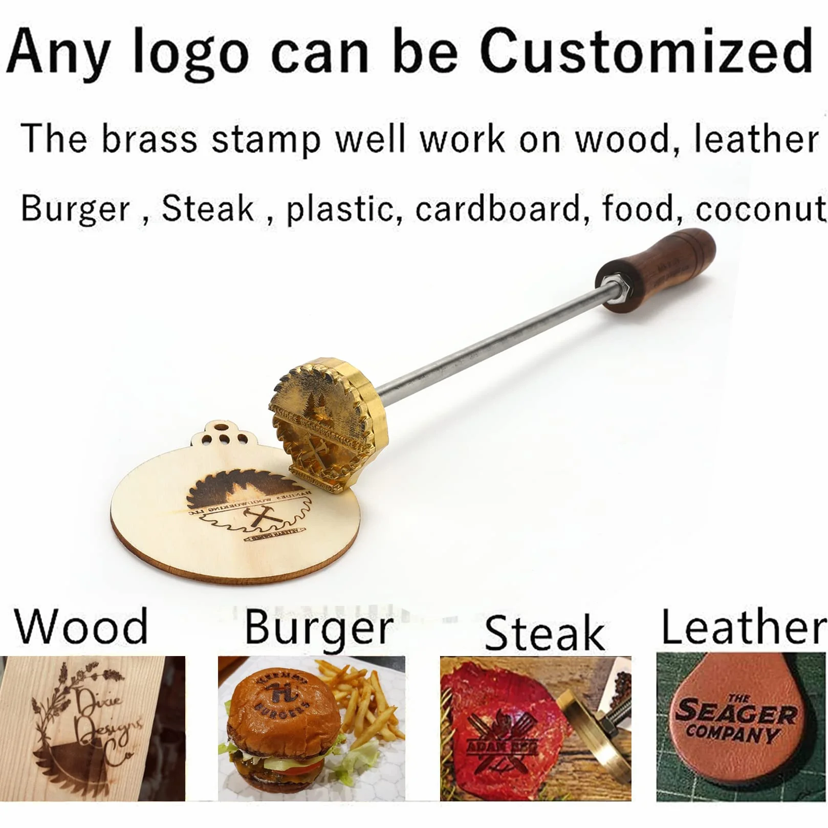 Ferro da stiro per legno personalizzato per marcare il legno ferro personalizzato bruciatura marchio timbro logo design per la lavorazione del legno e la cottura (2,5 x 2,5 cm)