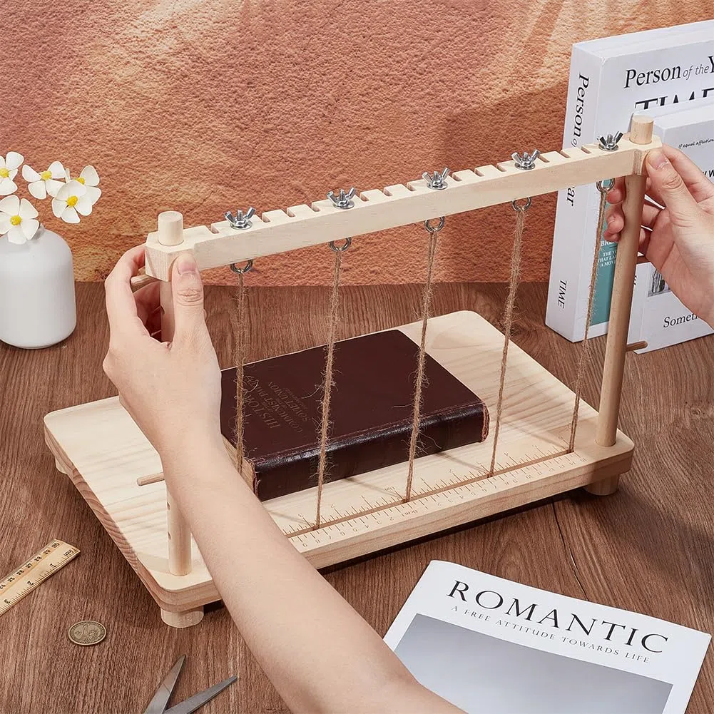 BENECREAT Set di Telai per Cucito e Rilegatura In Legno, Telaio per Rilegatura Libri, Forniture per Rilegatura A Mano di Libri Fatti A Mano, Fai Da Te, 40x25x32cm