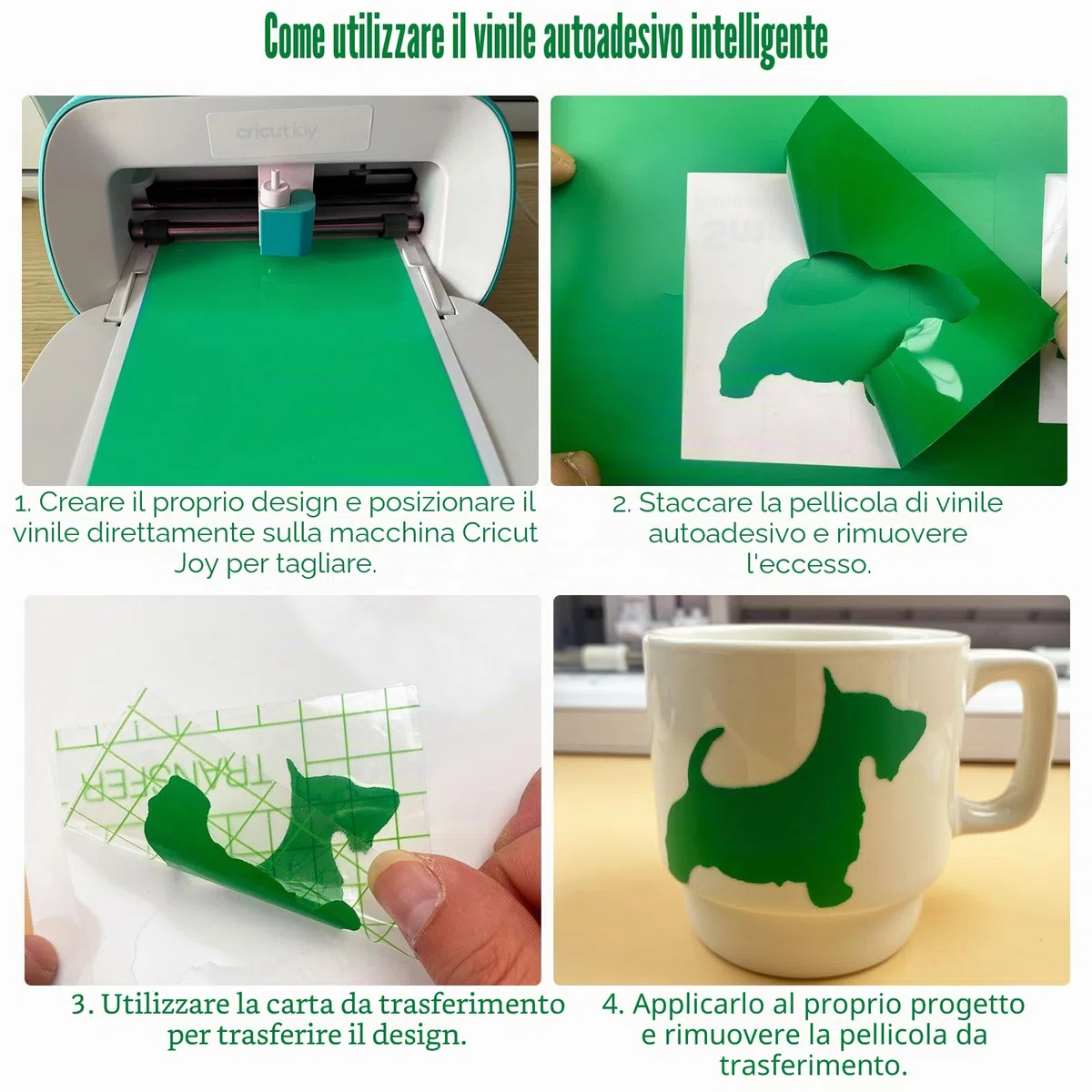 Smart Vinyl Permanent per Cricut Joy, Vinile Permanente 36 Vinil Adesivo e 6 Carte di Trasferimento, Vini-le Adesivo Permanente30,5x 14cm Pellicola per Plotter in Vinil per Tazze Fai da te