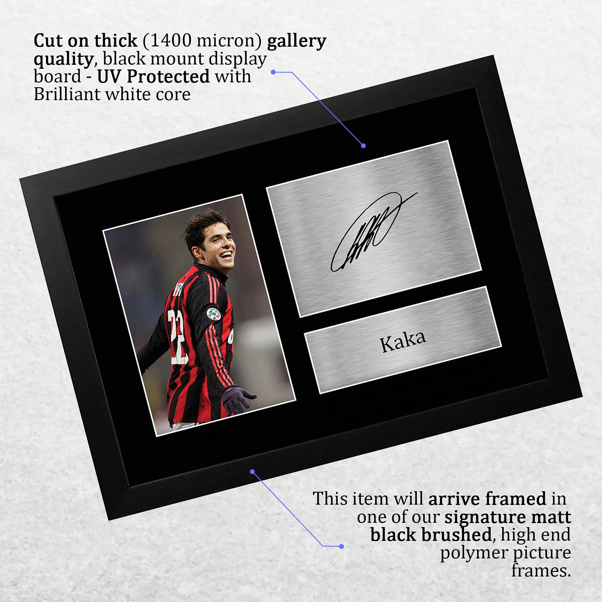 HWC Trading FR A4 Kaka A C Milan Regali Stampati Autografo Firmato Foto Per Gli Appassionati Di Calcio E Sostenitori - A4 Framed
