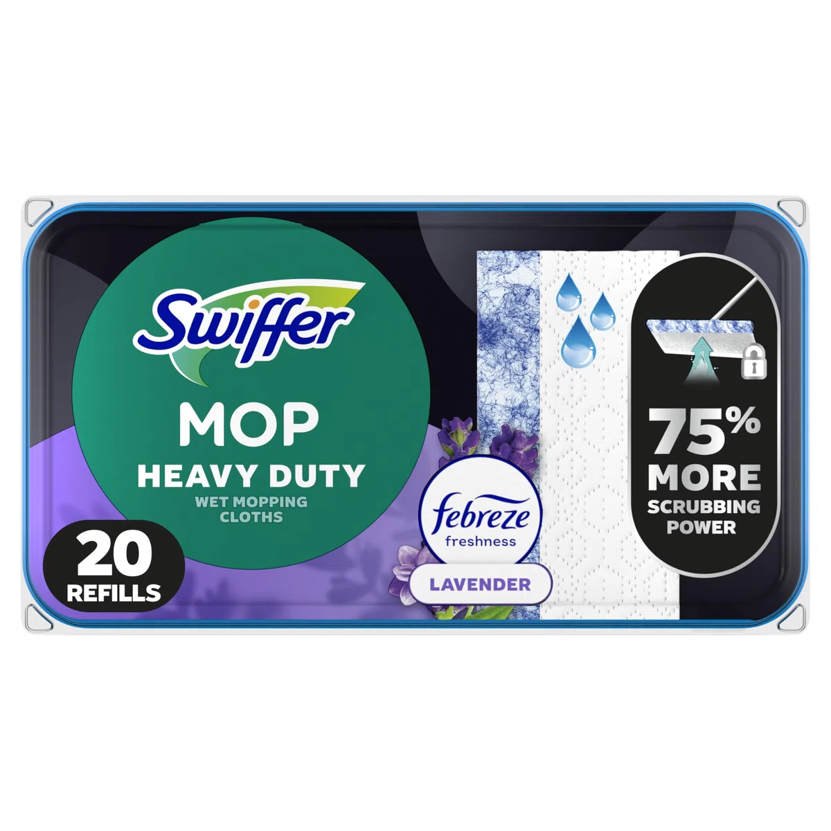 Swiffer Sweeper - Confezione da 20 panni bagnati resistenti e multisuperficie, profumazione lavanda, 20 pezzi