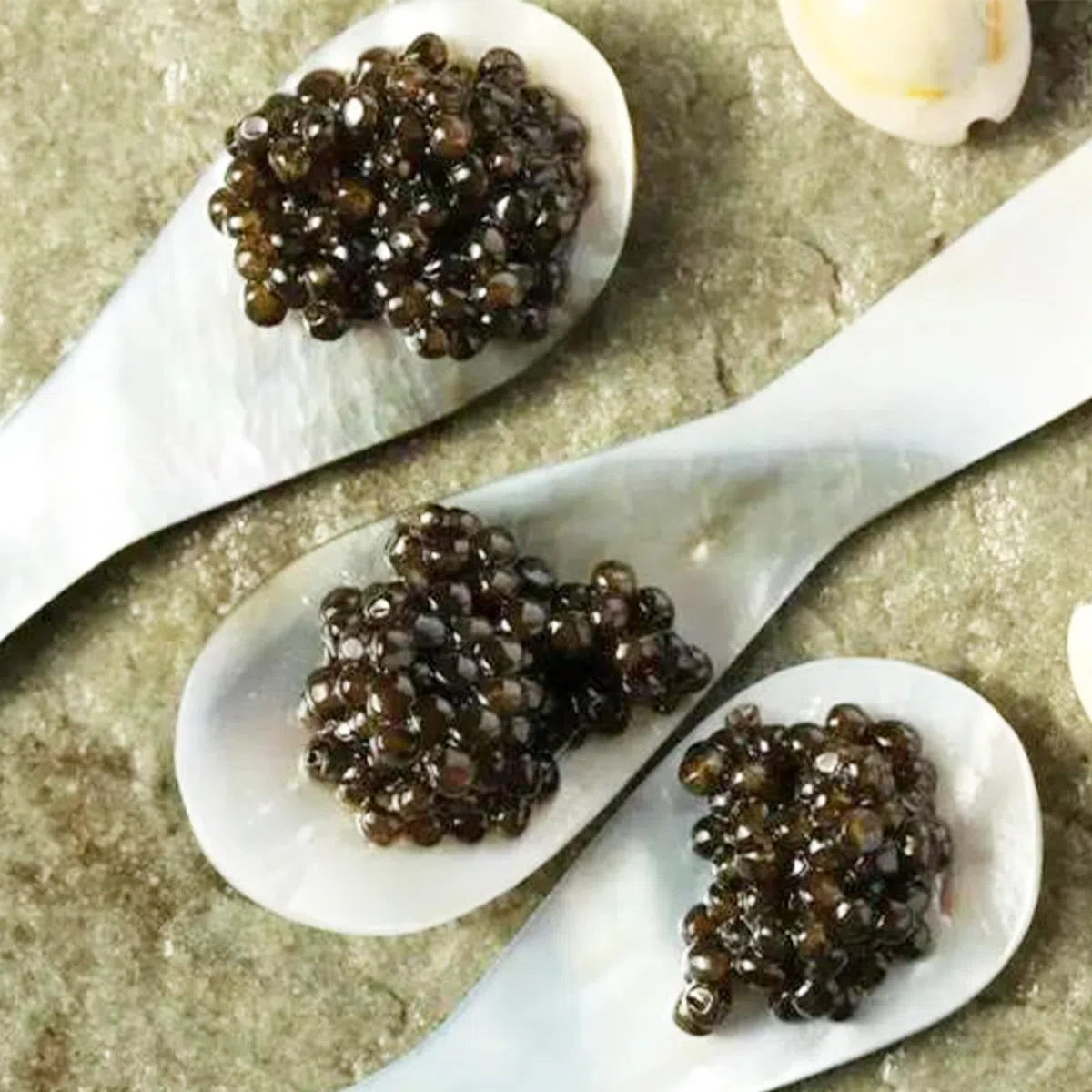 Set da portata per caviale, cucchiaini da caviale, in madreperla, con confezione regalo, per servire uova di caviale e dessert