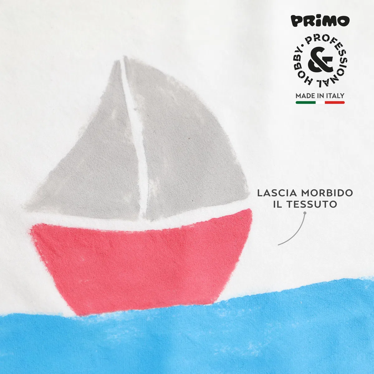 PRIMO Hobby & Professional - Colori Acrilici per Dipingere 6 Colori per Artisti +14 Anni 125ml Colori per Tessuti Permanenti Coprenti Vernice Acrilica Cartoleria Lavoretti Creativi Pittura per Tessuti