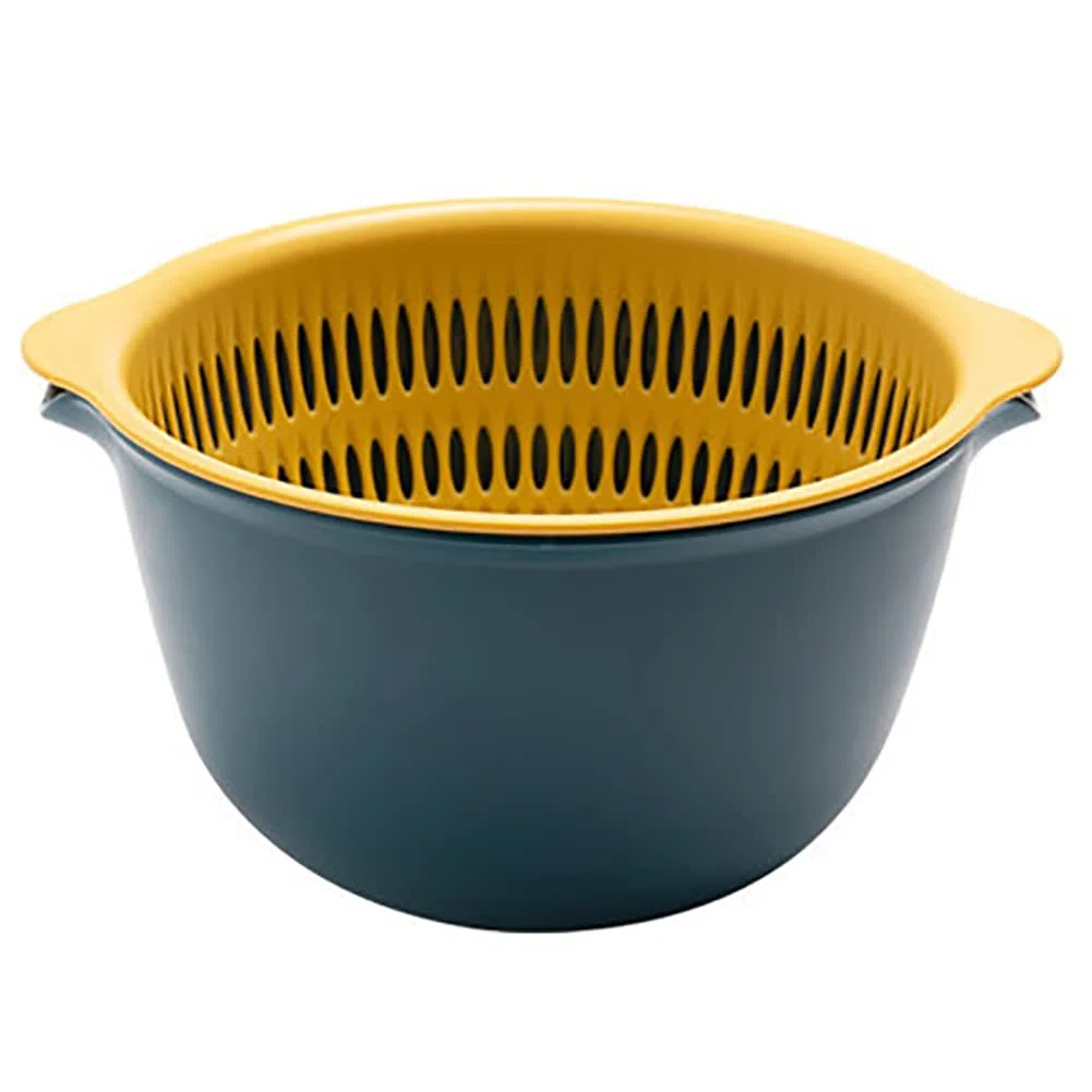 Youka Cestello di Scarico per Scolapasta da Cucina, Set di Ciotole per Scolapasta 2-in-1, Plastica PP Senza BPA Doppio Strato Staccabile per Lavare Verdure e Frutta