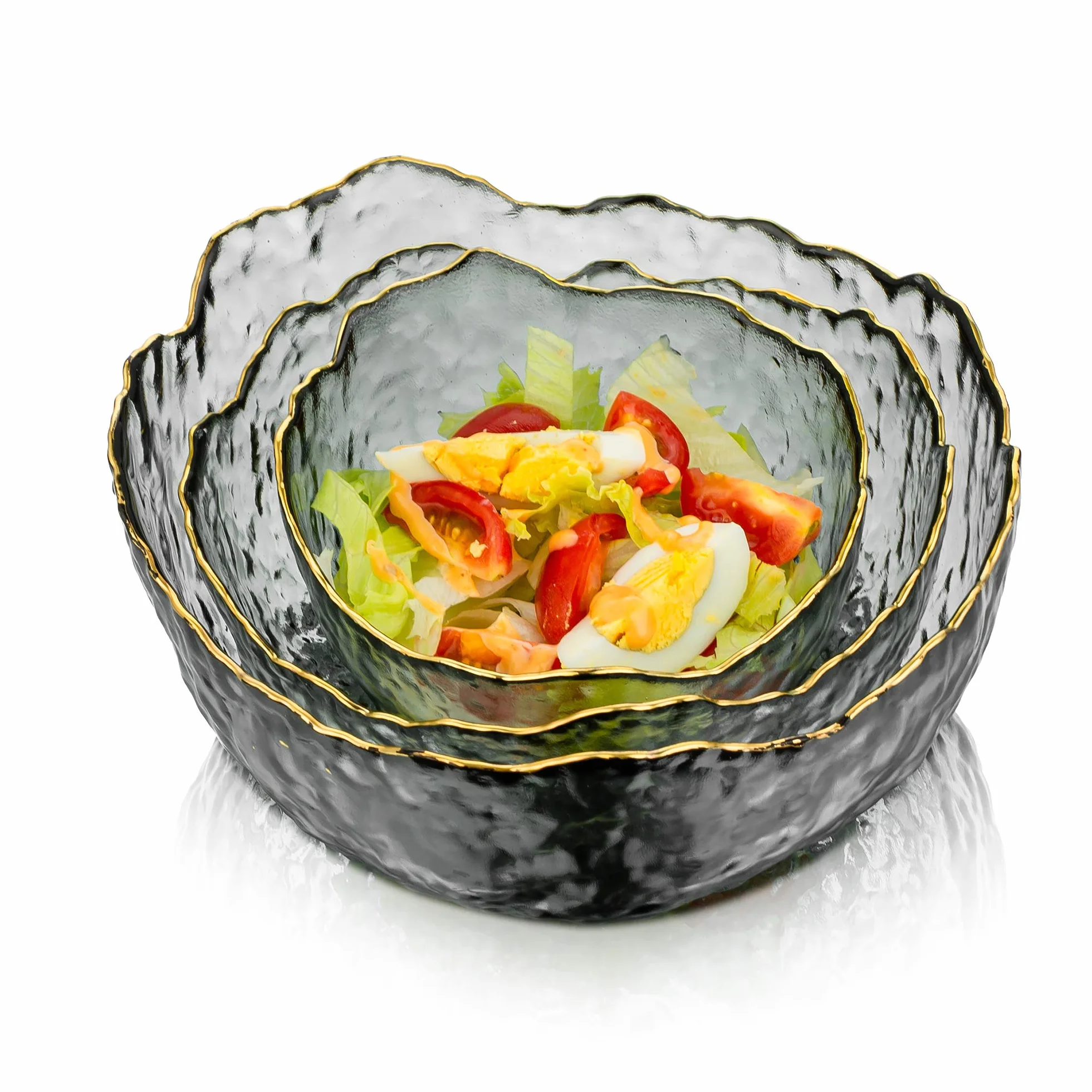 Glasseam Set Da 3 Ciotole In Vetro Set Di 3 Insalatiere Per Affumicare Grigie Fumose Scodella Per Zuppa Profonda Per Zuppa Dessert Da Frutta Pasta Curry Popcorn Cereale Completo Da Impastare