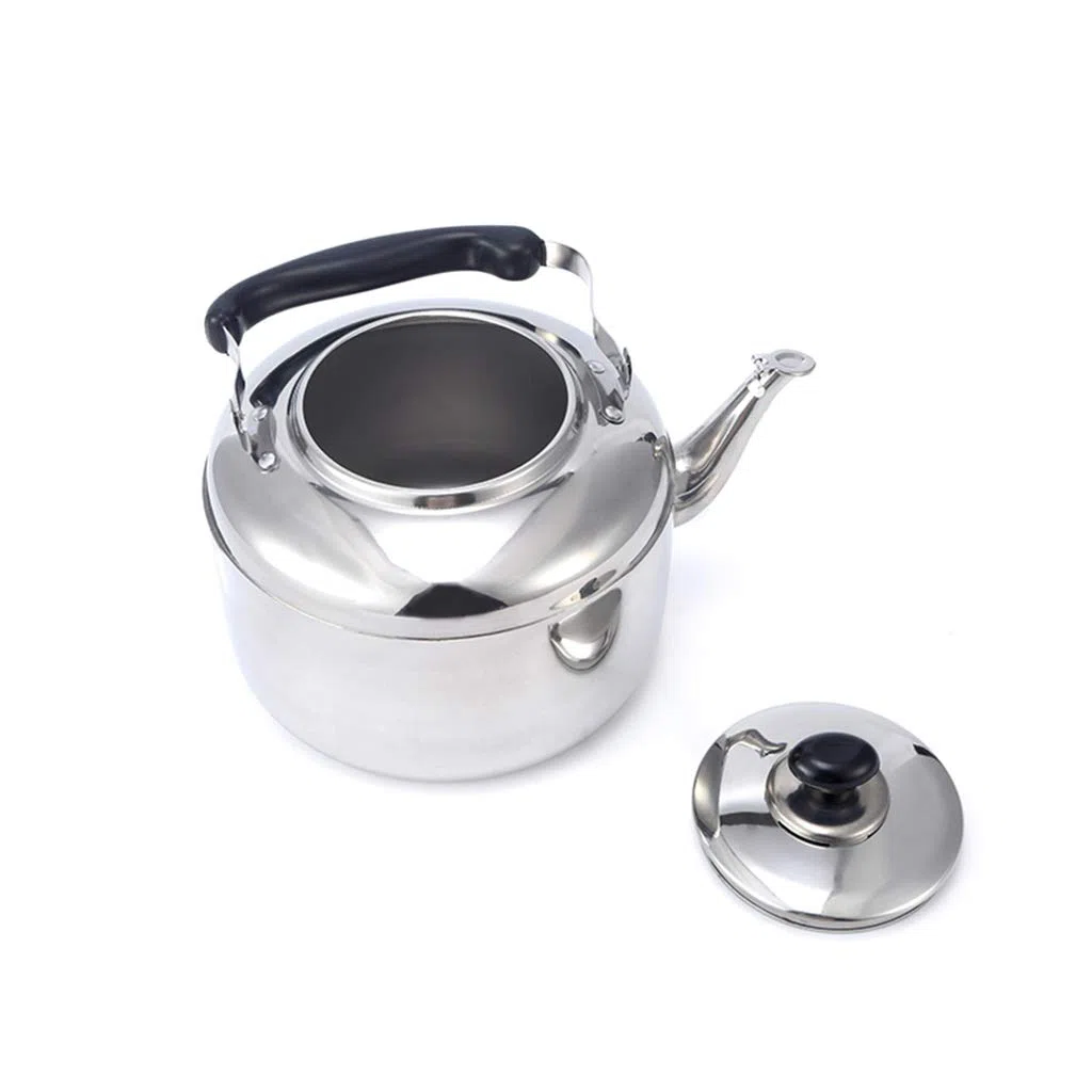 Fenteer Bollitore per tè Fischietto Teiera in Acciaio Inox per Cucina A Casa Campeggio All'aperto Stufa A Gas 4L/5L/6L - Argento, 4L
