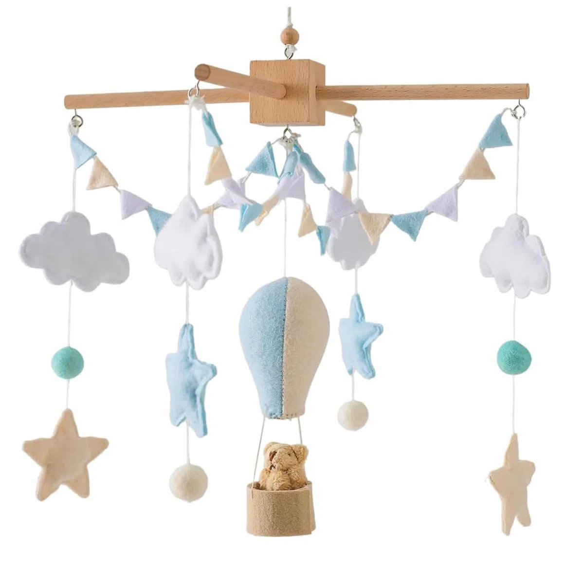 Giostrina per culla, decorazione da appendere in feltro con mongolfiera per la cameretta dei bambini, la camera da letto, il soffitto