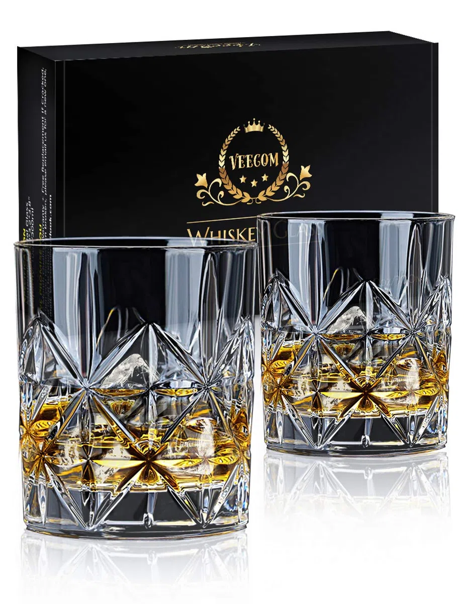 Bicchieri Whisky, 300ml Bicchiere Whisky Cristallo, Set Bicchier Whisky di 2, Bicchieri da Cocktail Bicchieri da Rum Liquore Regali per Lui, Uomo, Fratello, Papà, Compleanno