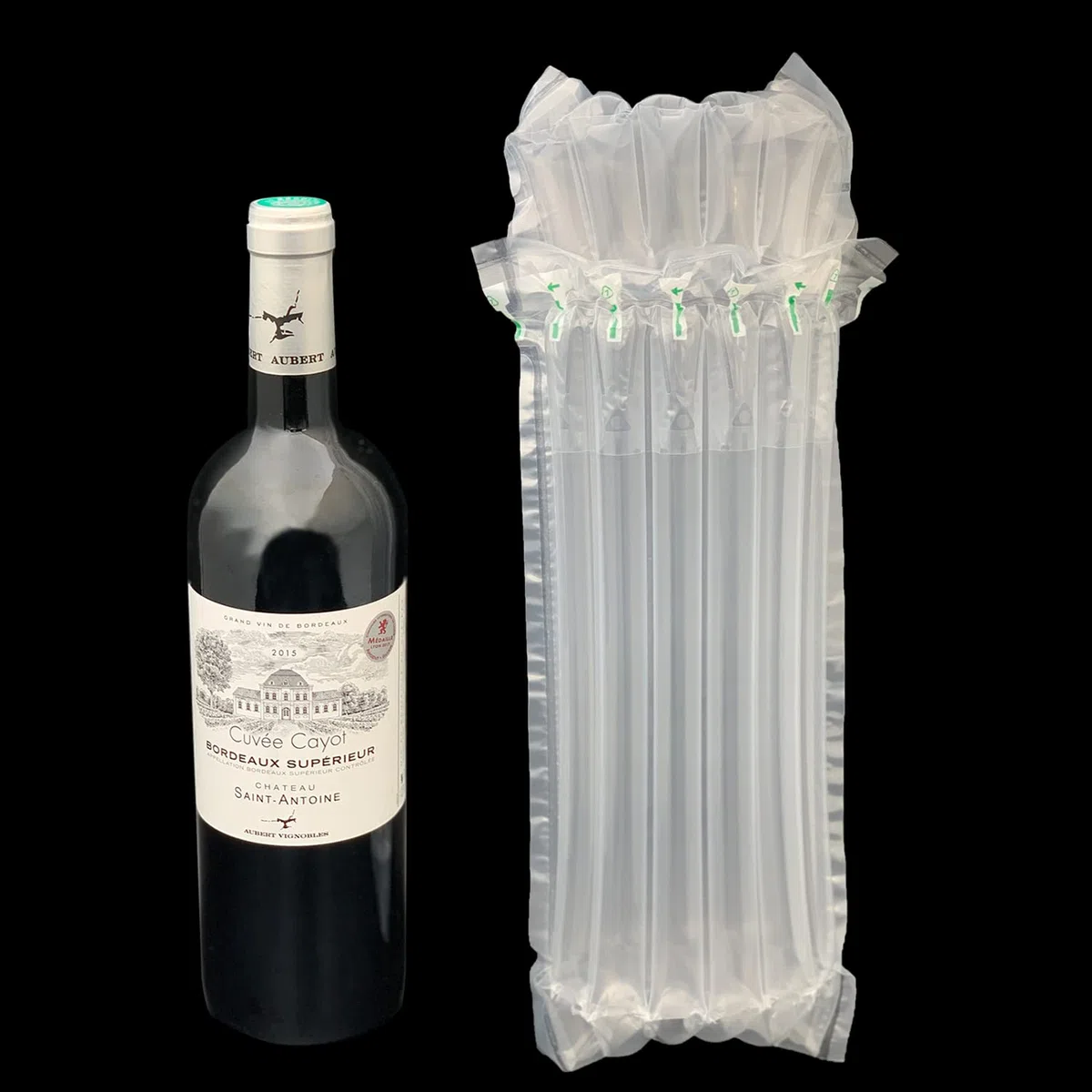 50x Sacchetti Protettivi per Bottiglie di Vino (con Pompa) - Imballaggio Gonfiabile Pluriball Riutilizzabile - Custodia Buste Aria per Trasporto Bottiglie, Olio, Cosmetici e Oggetti Fragili