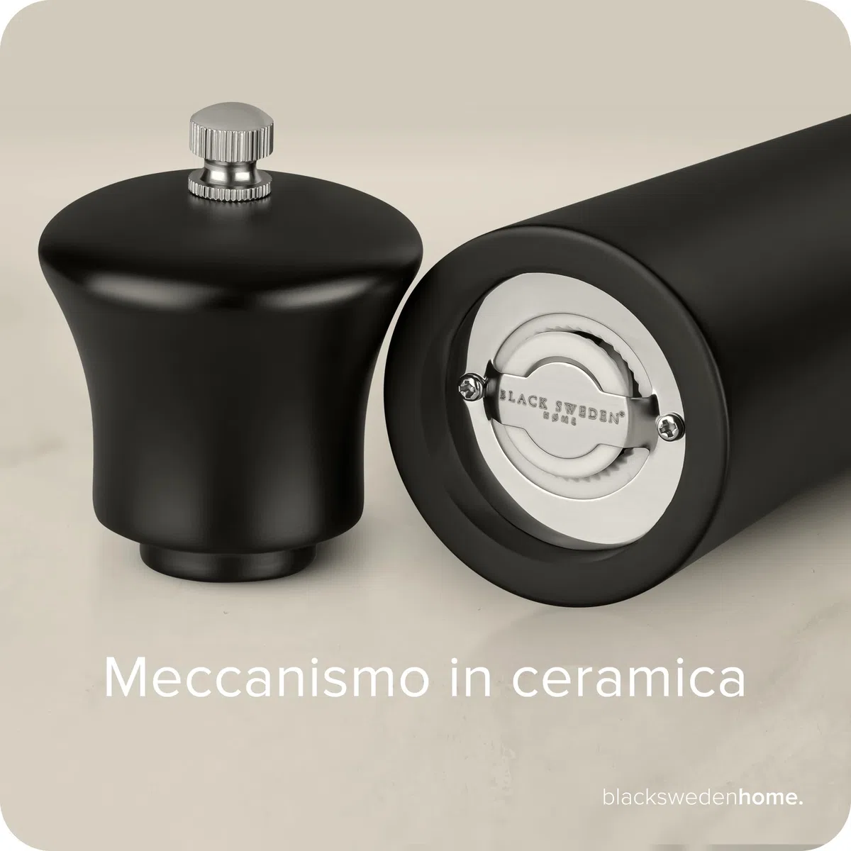 Black Sweden Home Macina Sale e Pepe in Legno - Set Sale e Pepe Elegante - Macinino per Pepe con Design Nero e Nero - Macina Spezie in Ceramica - Nordic Style - Perfetto per Tavola Moderna