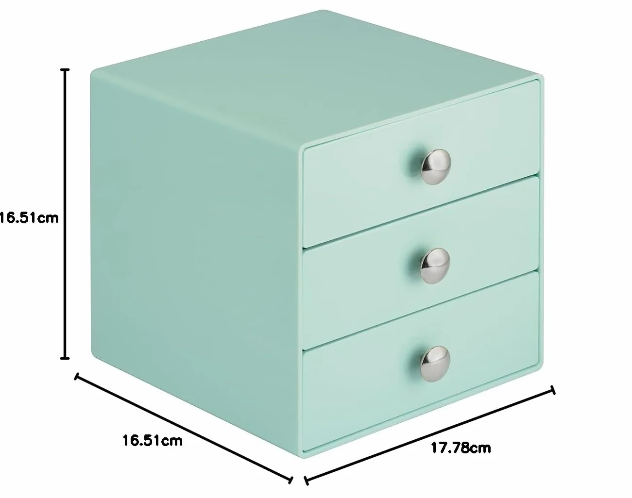 iDesign Drawers Cassetti Porta Trucchi, Mini Cassettiera Di Qualità Per Make Up, Bijoux Ecc., Cubi Porta Cosmetici Con 3 Cassetti, Plastica Verde Menta