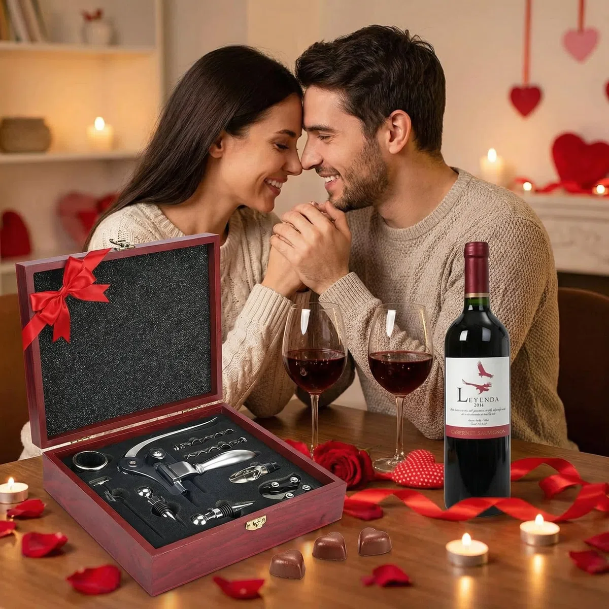 Set di 9 cavatappi per vino, in acciaio inox, con vite in sughero a forma di coniglio, con tagliacapsule, versatore, tappo sottovuoto, cavatappi, ecc., set di vino di lusso, regalo per donne e uomini