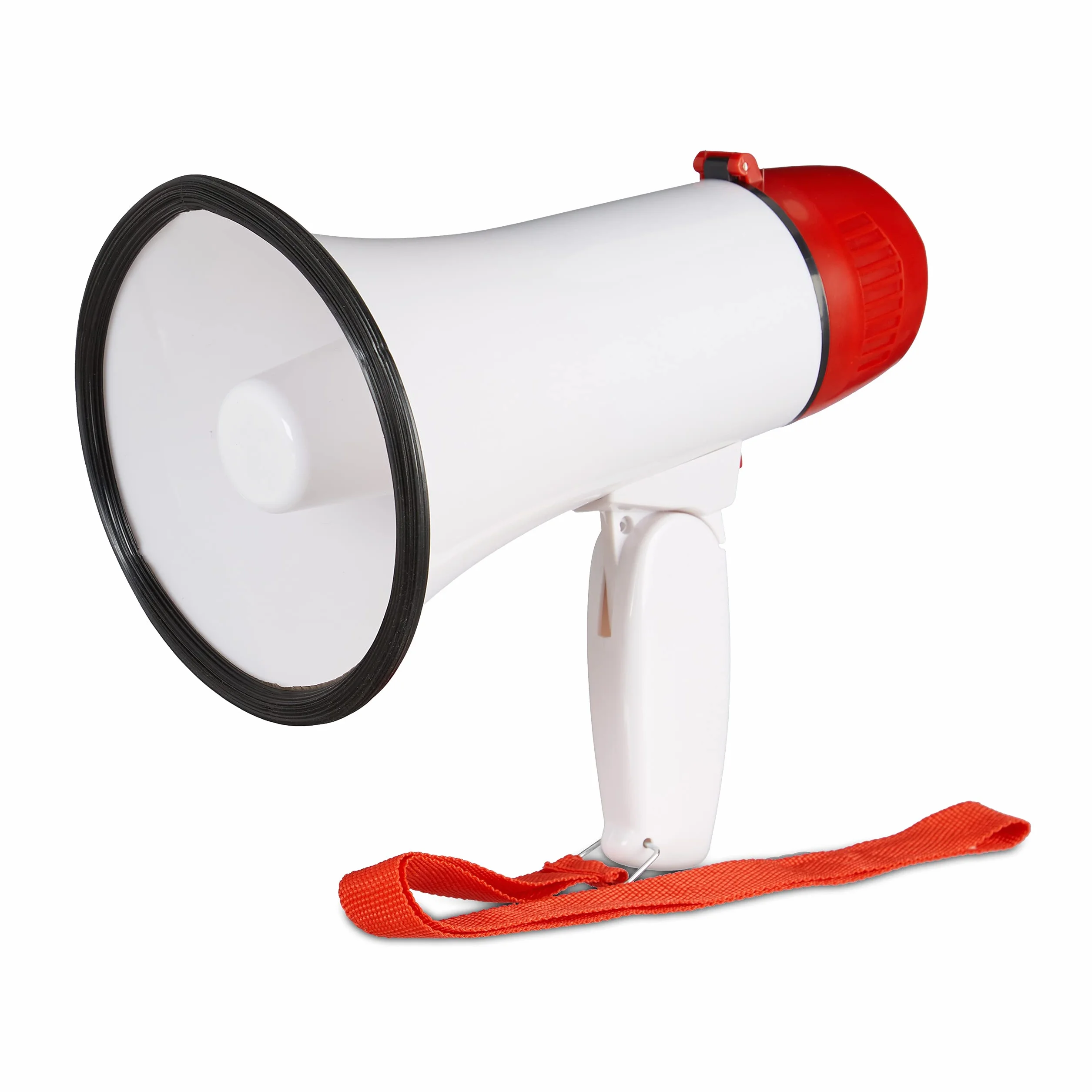 Relaxdays Megafono per Tifosi, Altoparlante in Plastica per Feste e Stadio, 10 Watt, HxLxP: 21 x 13,5 x 22 cm, Bianco