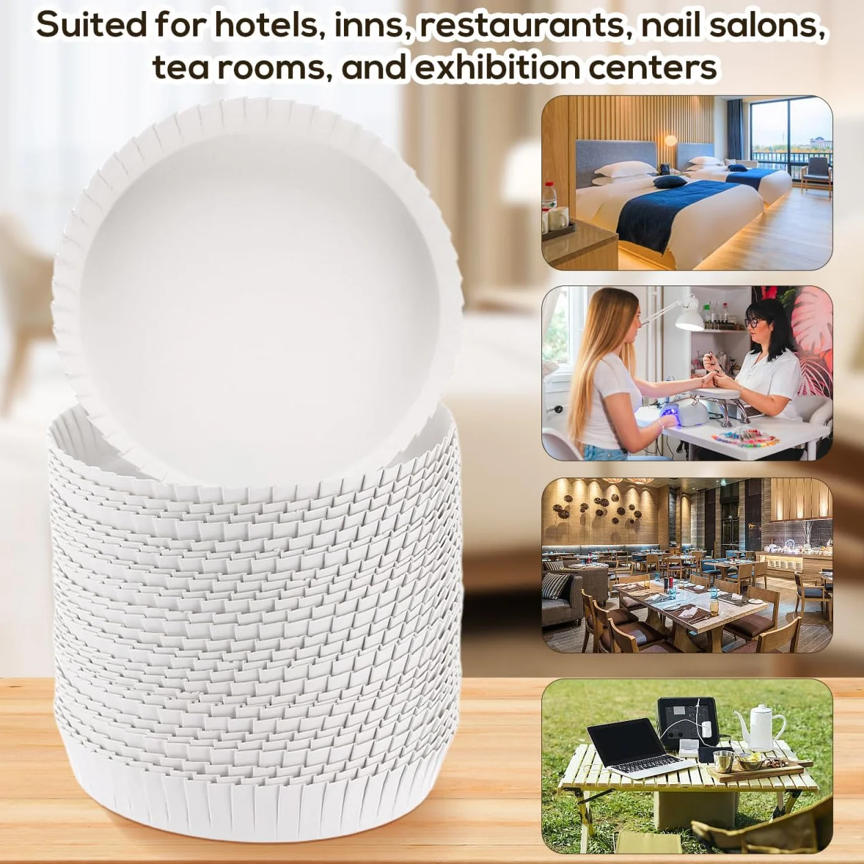 Vaguelly Coperchi usa e getta in carta, 7,6 cm, 100 pezzi, protezione antipolvere, coperchi per bevande, per hotel, caffè, ristorante, case di tè, eventi