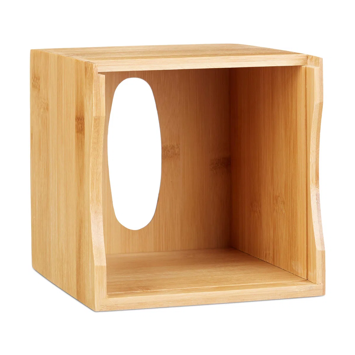 Relaxdays Portasalviette, Quadrato, Scatola Portafazzoletti, Portacosmetici in Bambù, HLP: 15,5x14,5x14,5 cm, Naturale