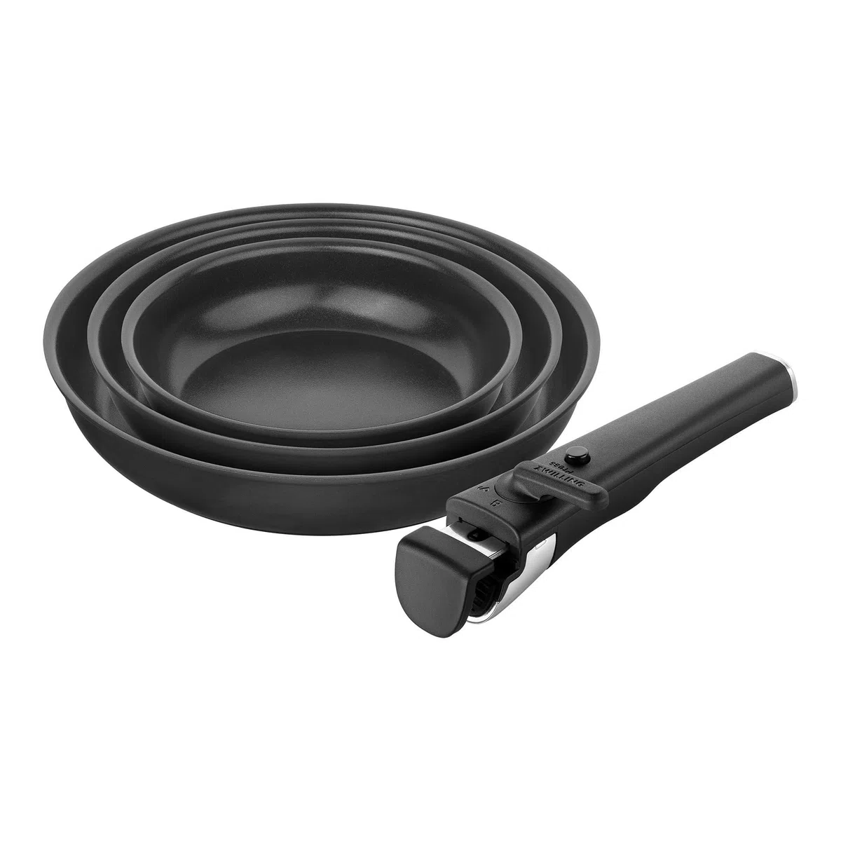 ZWILLING Unlock - Set di 4 padelle (20, 24, 28 cm + maniglia) con rivestimento in ceramica, alluminio