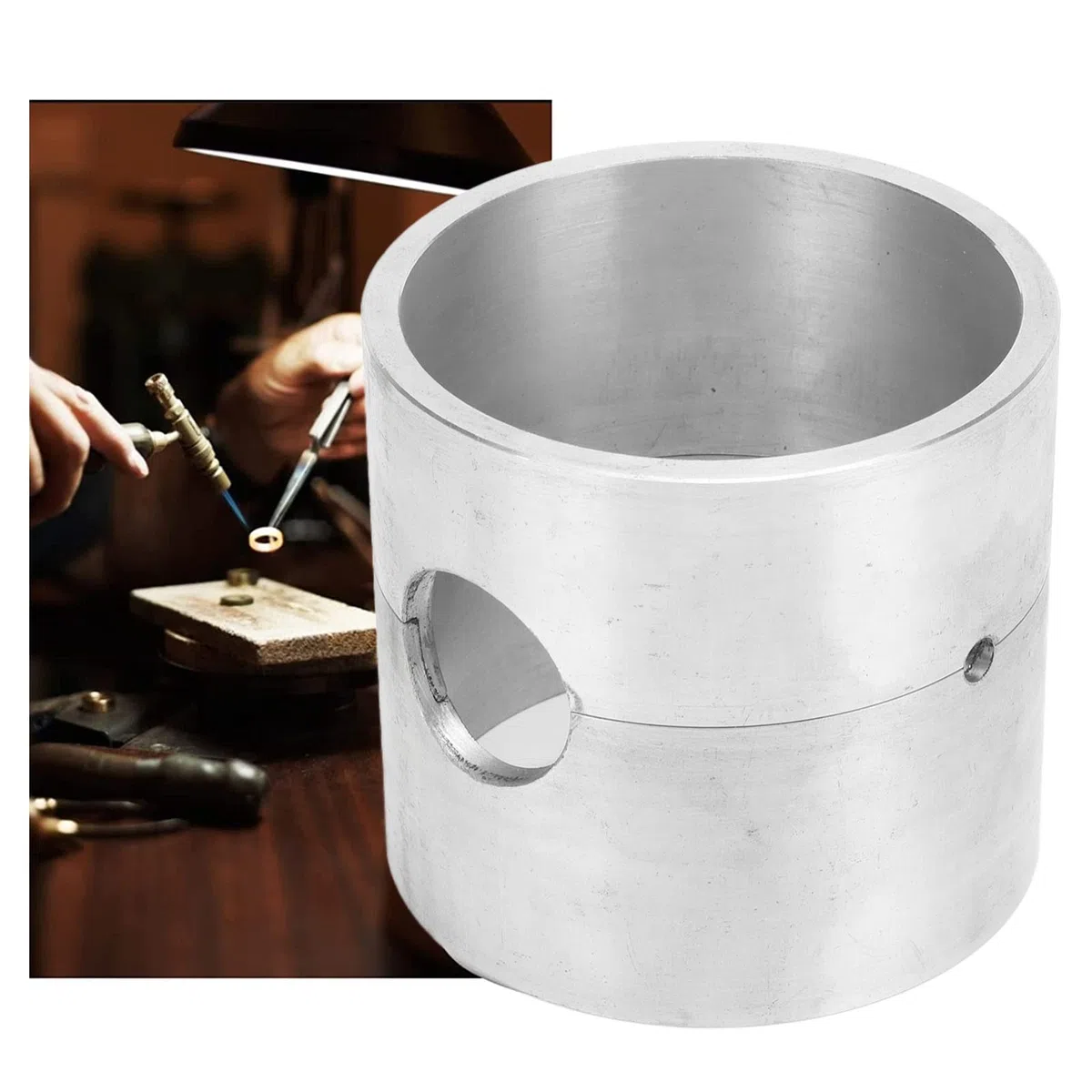 Casting Sandbox Melting Pot Sand Casting Sand Box Vaso per Colata di Gioielli in Lega di Alluminio Design Cilindrico Stampo per Colata di Gioielli in Metallo Fai-da-te per