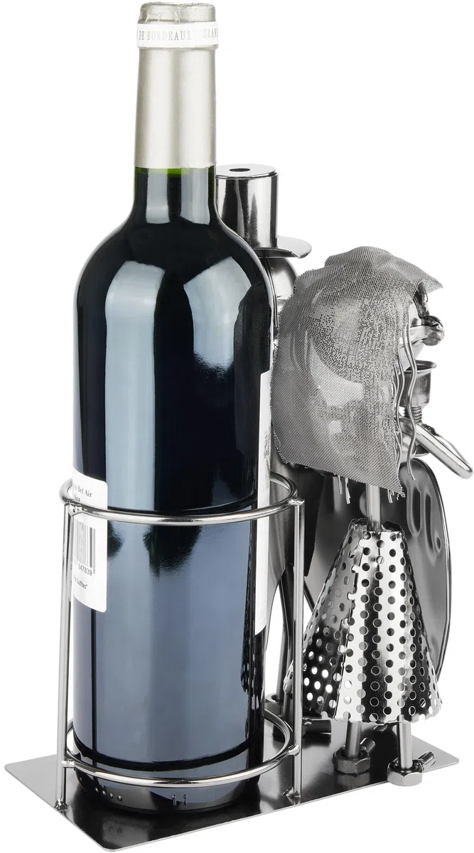 Brubaker Portabottiglia da Vino Just Married Coppia di Sposi - Scultura in Metallo Portabottiglia Coppia di Sposi - Regalo di Vino per Matrimonio - Portabottiglie con Carta Regalo