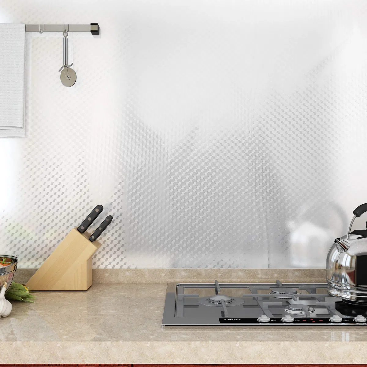VEELIKE Pellicola Adesiva Alluminio Carta Da Parati Per Cucina Lavabile Carta Adesiva Argento Impermeabile Pellicola Adesiva Rivestimento Adesivo Per Mobili Piani Cucina Alzatina Della 40cm x 600cm