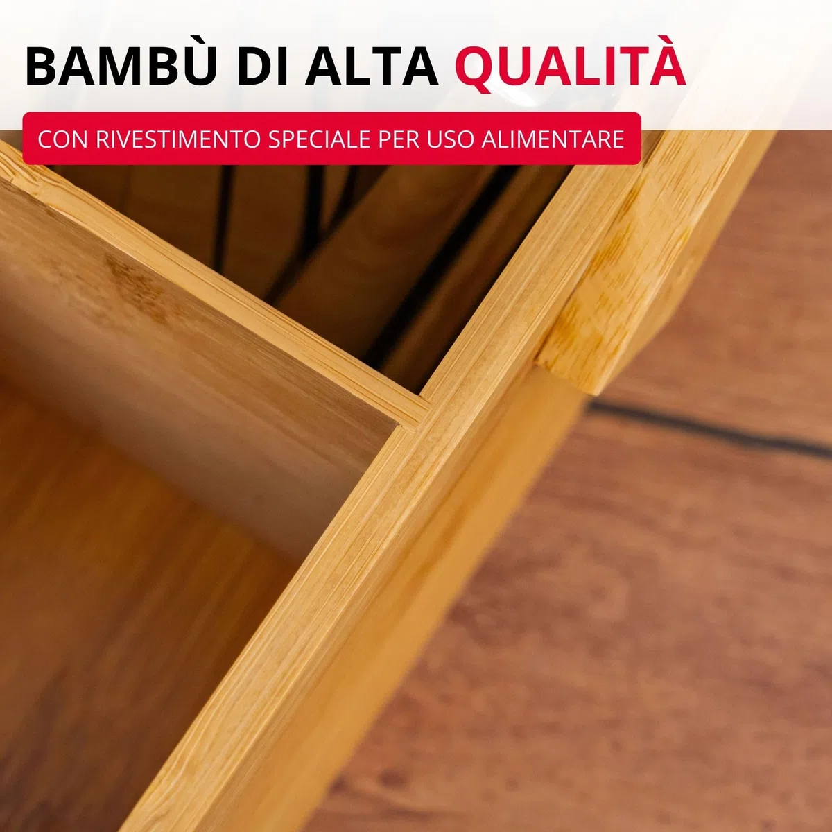 Westmark Cestino portaoggetti da cucina, 3 scomparti, Con maniglia, Dimensioni: 26,5 x 27,8 x 10 cm, Bambù, Tapas + Friends, Marrone chiaro, 69822270