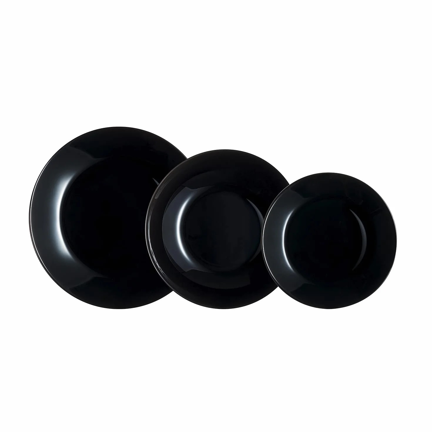 Luminarc Set di stoviglie in vetro nero Arcopal Zelie, 12 pezzi, 4 posti, nero