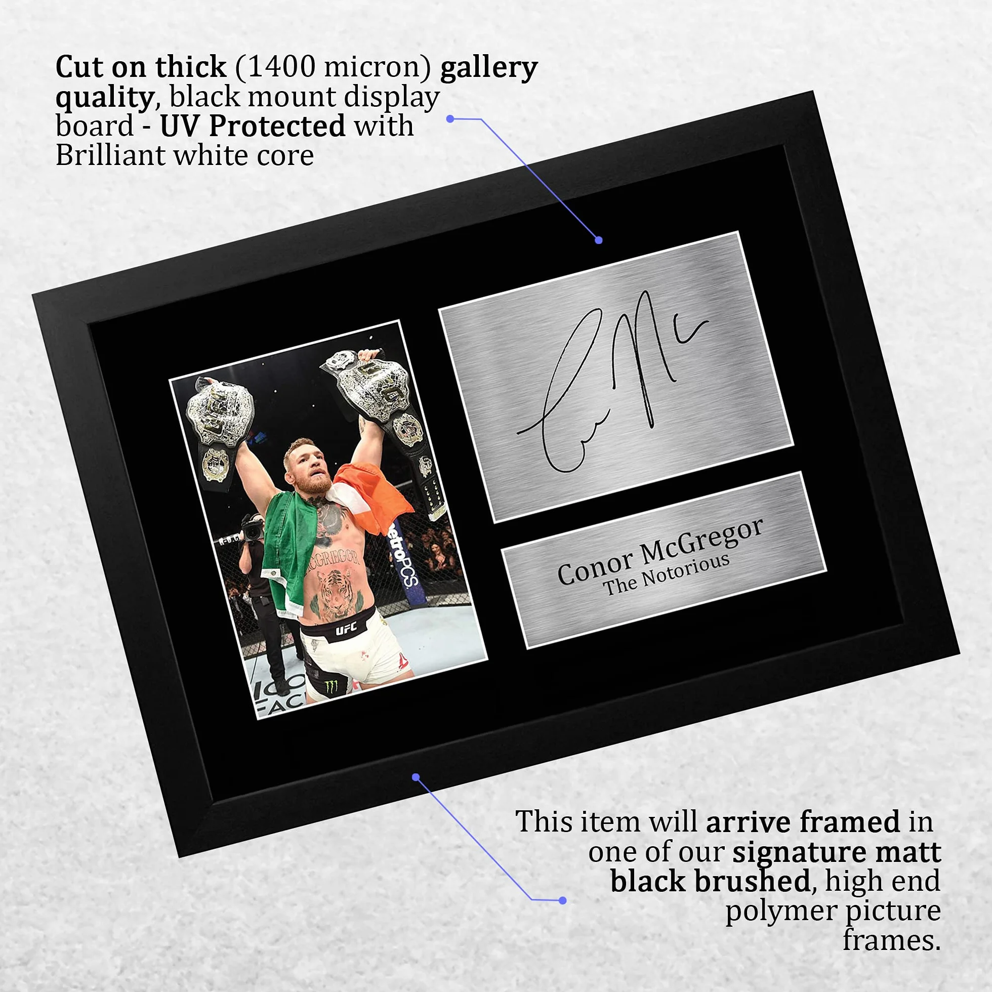 HWC Trading Conor Mcgregor A4 Incorniciato Firmato Regalo Visualizzazione Delle Foto Print Immagine Autografo Stampato Per I Fan Ufc