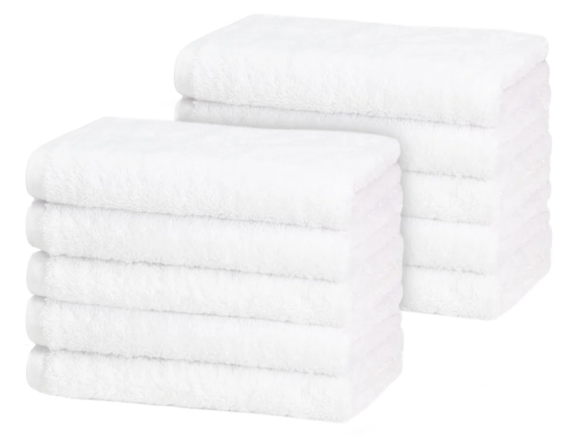ZOLLNER 10 asciugamani per ospiti 40x60 - teli bagno bianchi super assorbenti e morbidi sulla pelle - bordatura in alta qualità - lavabile a 95°C - Cotone - Qualitá alberghiera - Certificato Oeko Tex®