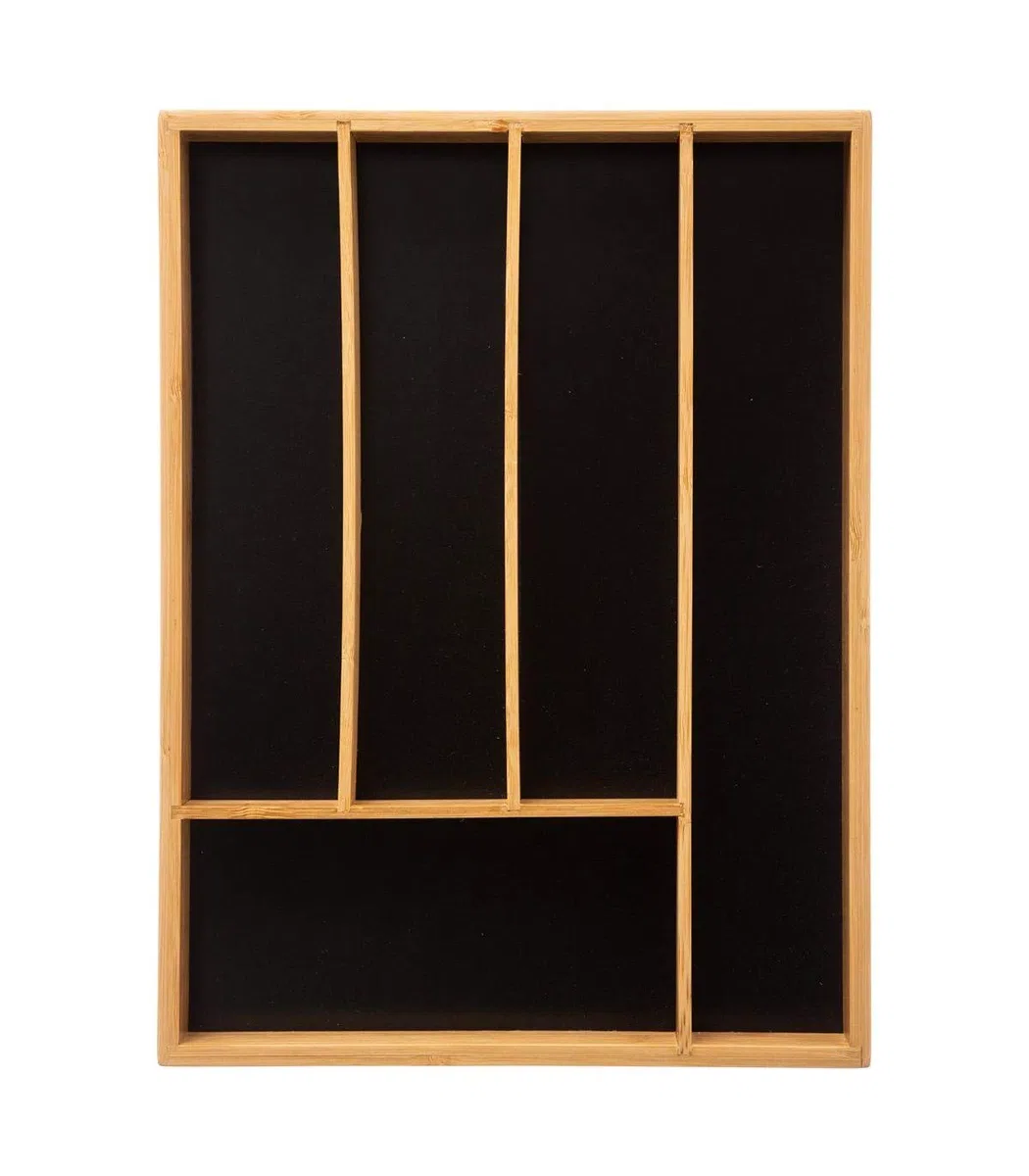 Range Posate in bambù – Organizer per cassetti da cucina a 5 scomparti – resistente e sostenibile ecologico (34 x 25 x 4 cm)