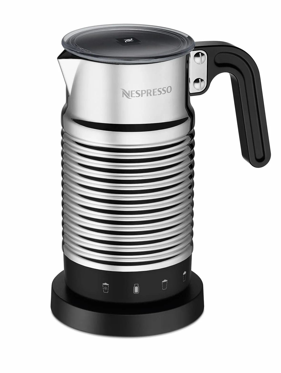 NESPRESSO Aeroccino 4, Montalatte elettrico per cappuccino, 4 funzioni: schiuma calda leggera o densa, schiuma fredda e latte caldo, colore Nero
