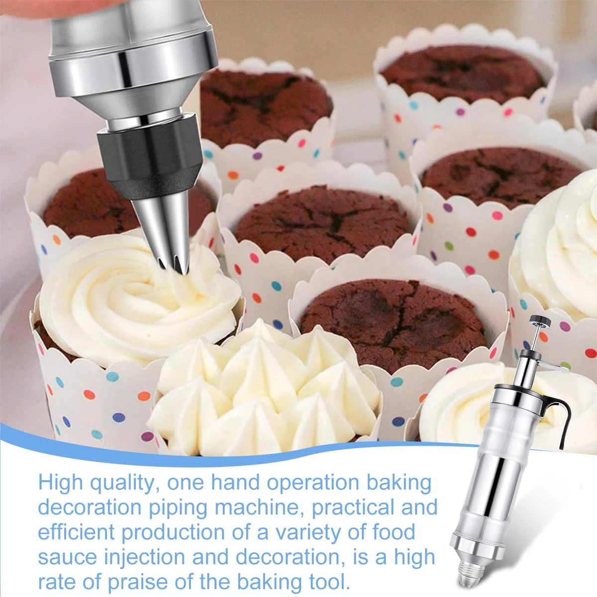 Leikurvo Siringa per torte, in acciaio inox, con 6 beccucci, per torte, per decorare torte, ciambelle, cupcake, pasticcini