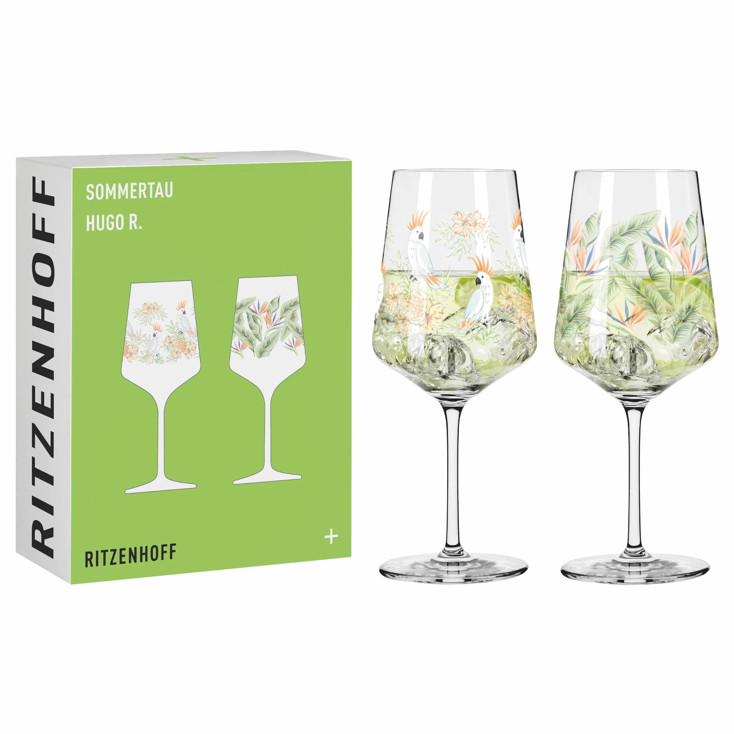 RITZENHOFF 6211001 - Set di 2 bicchieri aperitivi da 500 ml, motivo: rugiada estiva, stile floreale, multicolore