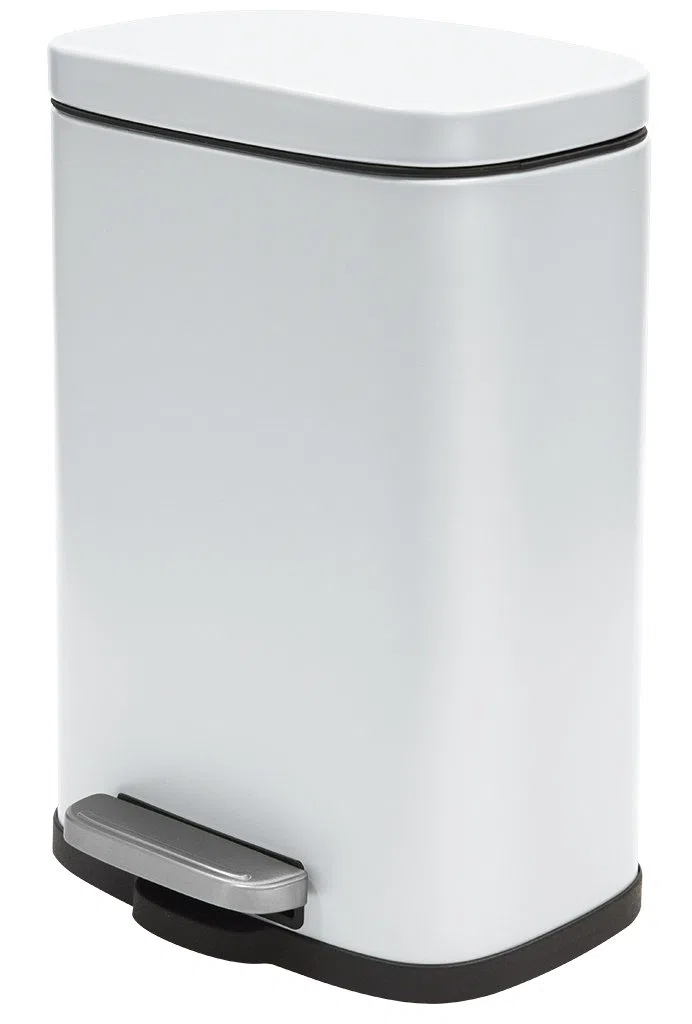 Spirella - Cestino per Bagno a Pedale Modello Akira - Acciaio Inossidabile di Alta Qualità - Chiusura Silenziosa Easy-Close - Bianco Opaco - 5L - Accessori per il bagno