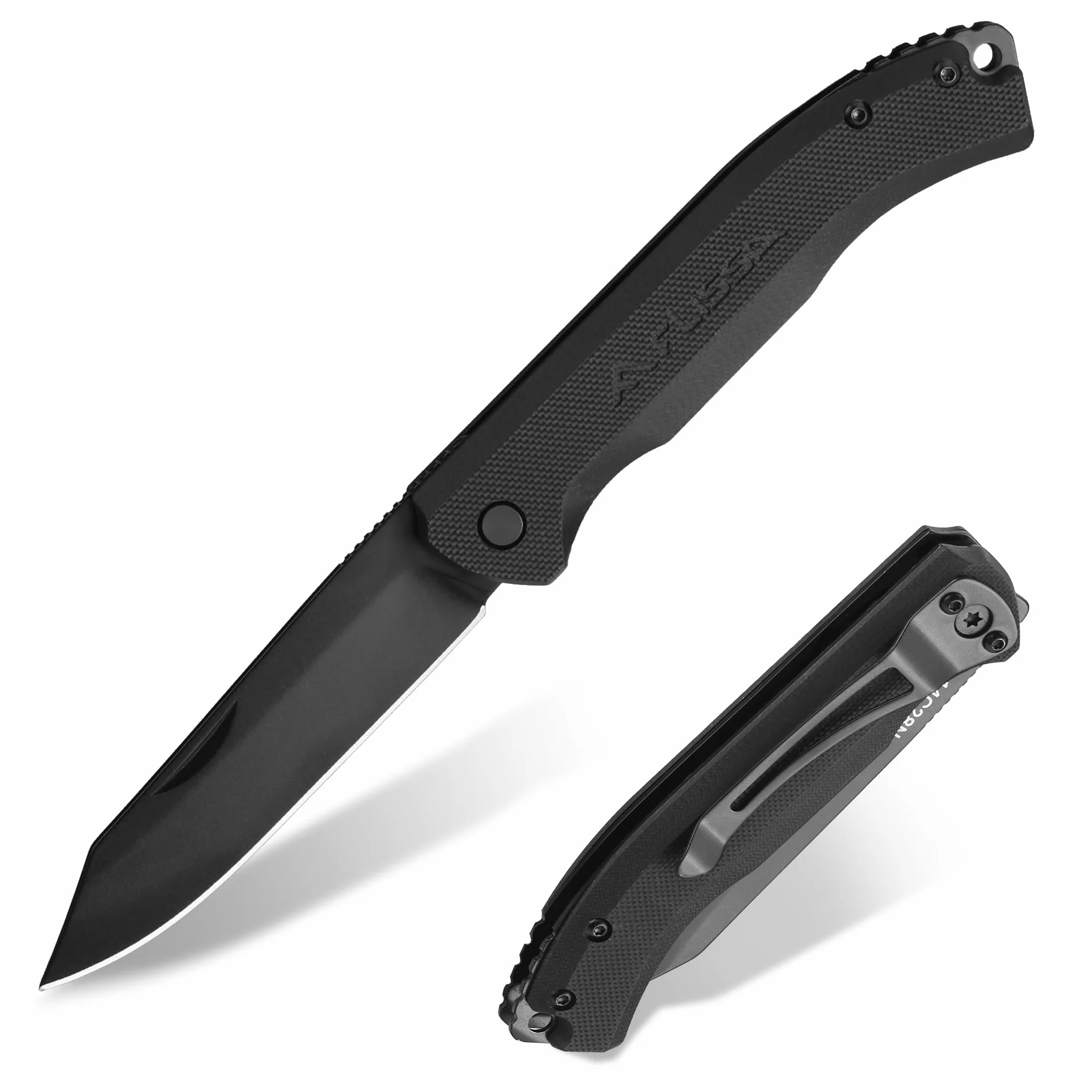 FLISSA Coltello Tascabile con Manico in G10, Lama in Acciaio 14C28N, Lavorazione CNC, Clip da Cintura, Compatto e Portatile per Campeggio, Attività Outdoor e Uso Quotidiano
