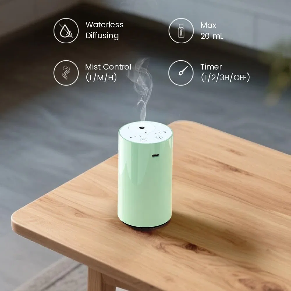 Cavir Diffusore per Oli Essenziali Senz'Acqua - Macchina per Aromi Portatile e Mini - Ricaricabile USB - Timer 1/2/3H con Spegnimento Automatico - 3 Livelli di Nebbia - Per Casa, Auto e Ufficio