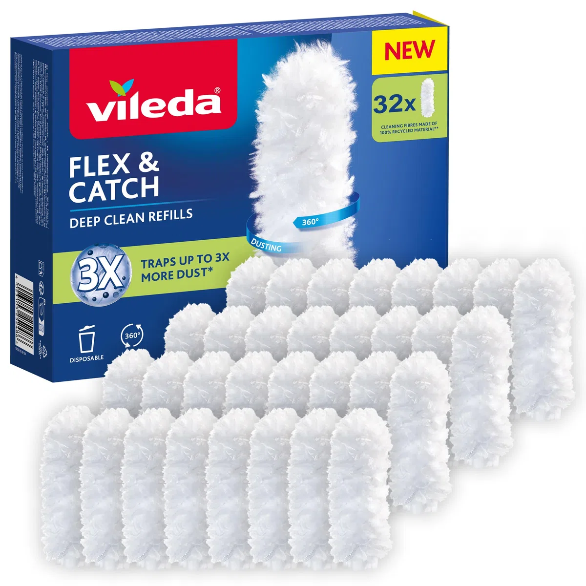 Vileda Flex&Catch piumino di ricambio | Deep clean refills | Cattura fino a 3 volte più polvere rispetto ai piumini tradizionali