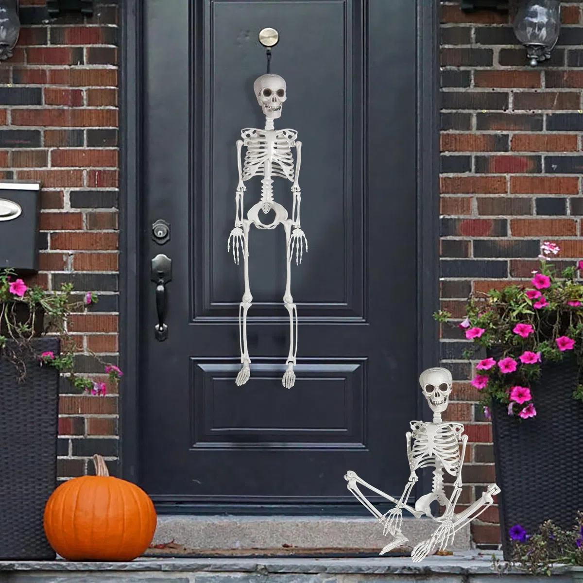 Scheletro per Halloween, in plastica, 90 cm, con articolazioni mobili, per Halloween, casa, giardino, casa, terrazza, decorazione (1 Pezzi)